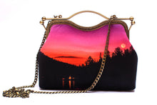 Load image into Gallery viewer, Magenta Crescent Velvet Handbag